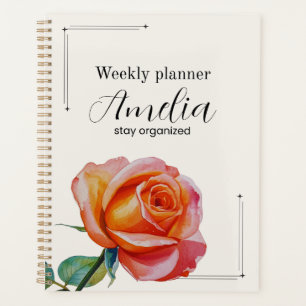 Planificateur de rose personnalisé, floral hebdoma