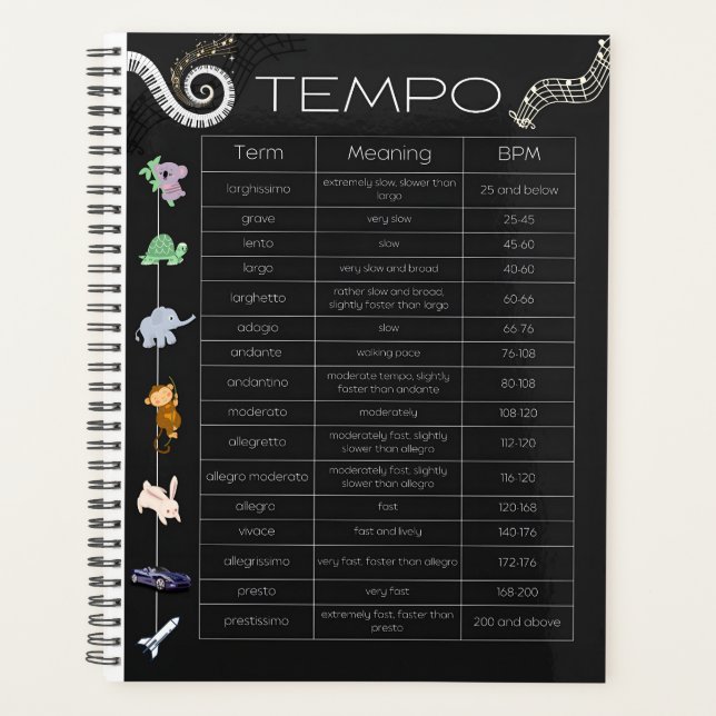 Planificateur de tableau de tempo musical (Devant)