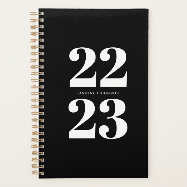 Planificateur de typographie chic moderne noir et  (Devant)