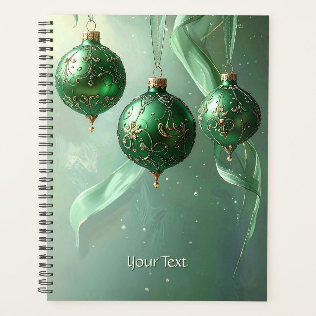 Planificateur de vacances de boule de Noël verte (Devant)