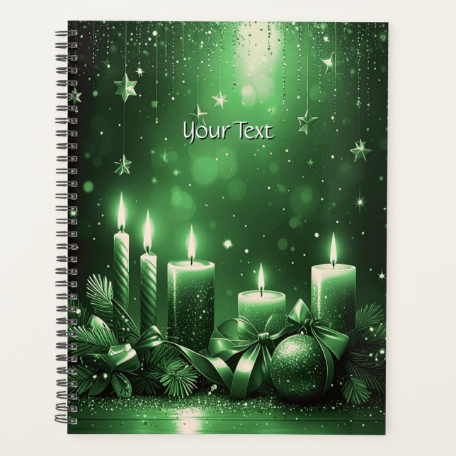Planificateur de vacances de Noël aux bougies vert (Devant)