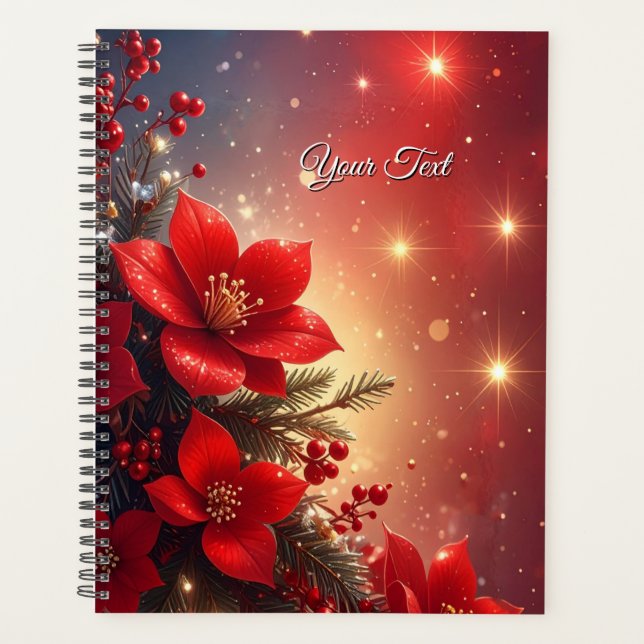 Planificateur de vacances floral de Noël rouge (Devant)