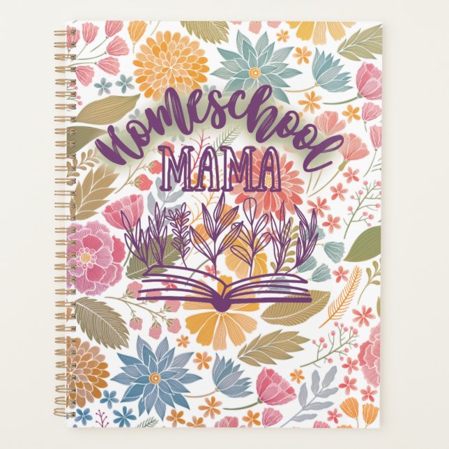 Planificateur d'école familiale, design floral (Devant)