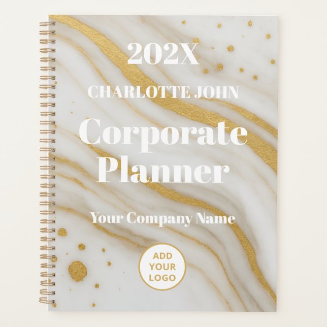 Planificateur d'entreprise Marbre Or Luxe 2026 (Devant)