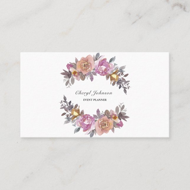 Planificateur d'événements Carte de visite floral  (Devant)