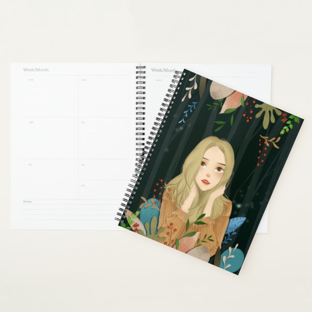 Planificateur d'illustration de fille (Devant avec enveloppe)