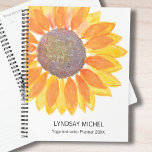 Planificateur d'instructeur de yoga personnalisé 2<br><div class="desc">Cet instructeur de yoga botanique moderne est décoré d'un tournesol jaune aquarelle. Facile à personnaliser. Utilisez l'outil de conception pour modifier la taille,  le style ou la couleur du texte. En créant notre oeuvre,  vous ne trouverez pas cette image exacte d'autres créateurs. Aquarelle originale © Michele Davies.</div>