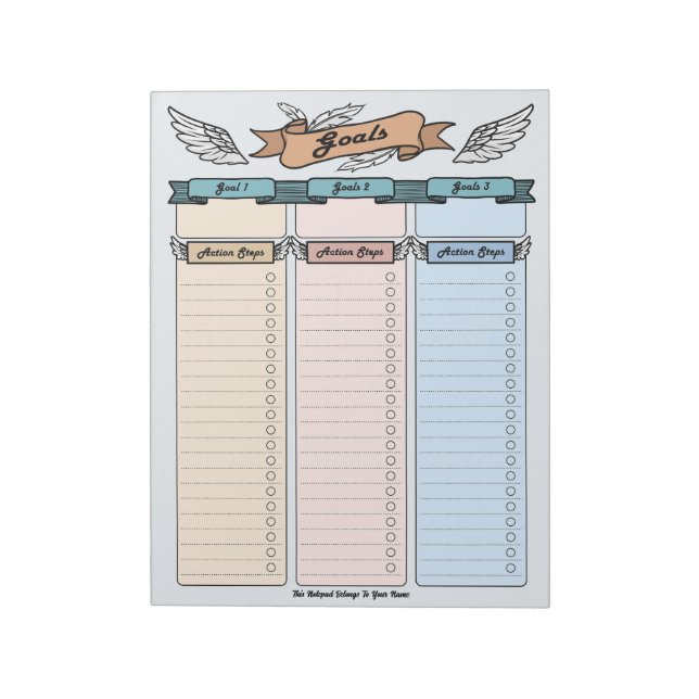 Planificateur d'objectifs d'ange Bloc-notes person (Tourné)