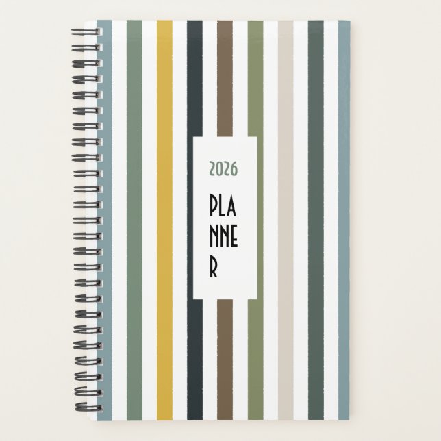 Planificateur Echo Trails 2026 – Rayures Bleu/Vert (Devant)