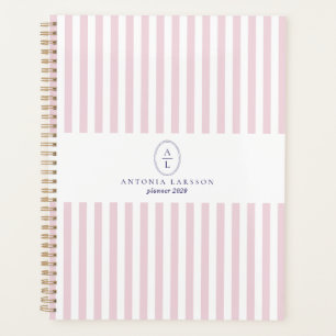 Planificateur élégant avec monogramme et rayures r