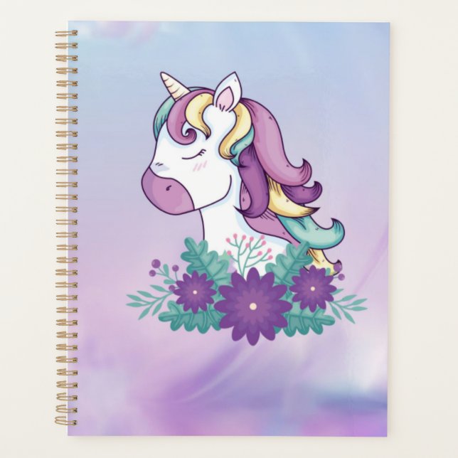 Planificateur Enfants Unicorne Violet (Devant)