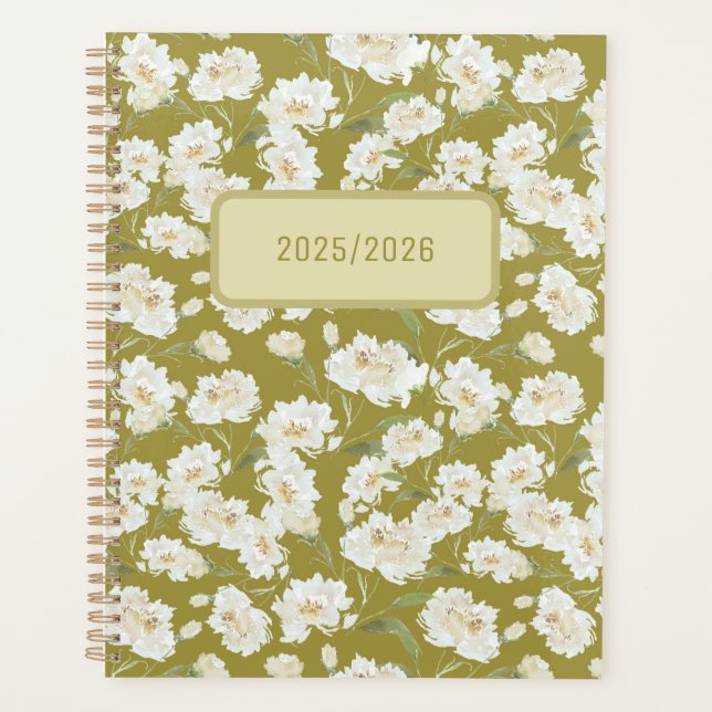 Planificateur floral à la crème jaune vert (Devant)