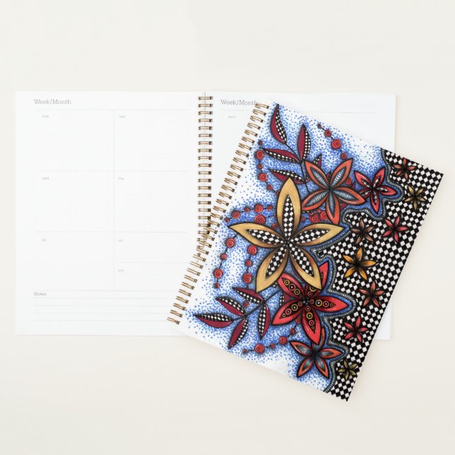 Planificateur floral abstrait Doodle (Devant avec enveloppe)