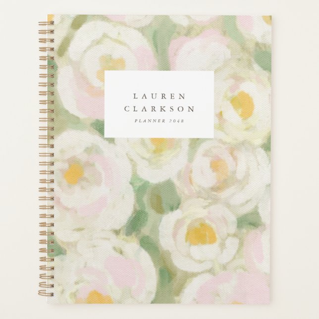 Planificateur floral aquarelle ivoire doux (Devant)