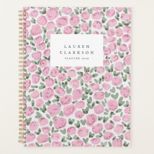 Planificateur floral aquarelle rose