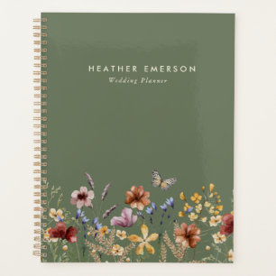 Planificateur floral de fleurs sauvages Boho vert