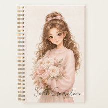Planificateur floral en soie rose éditable