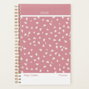 Planificateur floral minimaliste féminin rose pous