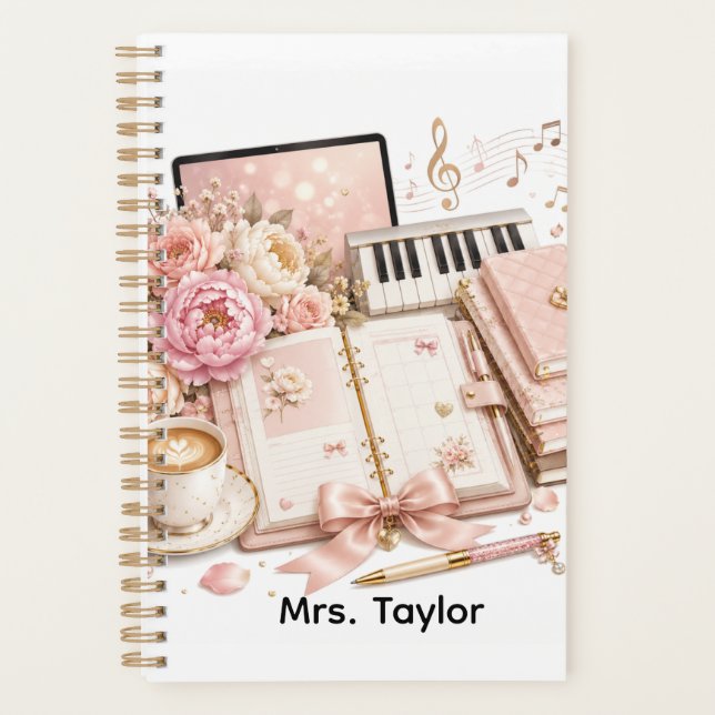 Planificateur floral piano café Cozy modifiable (Devant)