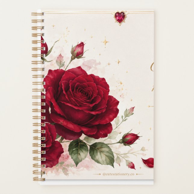 Planificateur floral romantique Notes d'amour Rose (Devant)