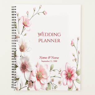 Planificateur floral rose blanc élégant