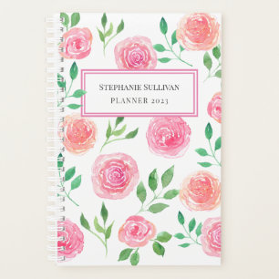 Planificateur floral rose personnalisé