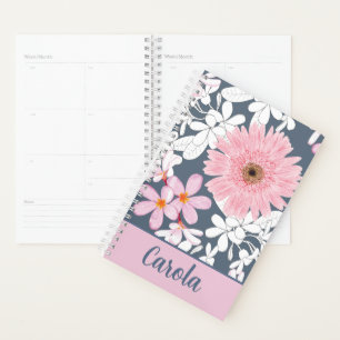 Planificateur floral rose personnalisé