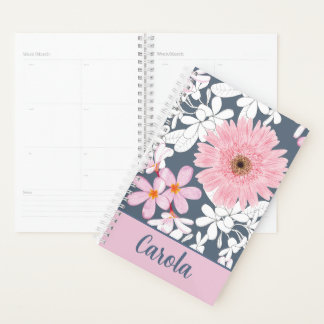 Planificateur floral rose personnalisé