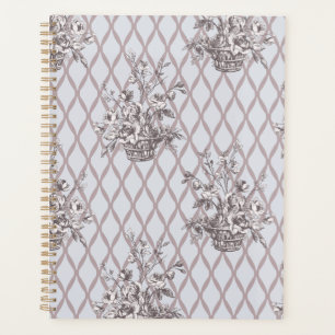 Planificateur floral vintage personnalisé en bleu 