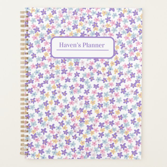 Planificateur floral violet personnalisable (Devant)