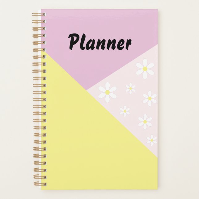Planificateur Géométrique Pastel avec Fleurs de Ma (Devant)
