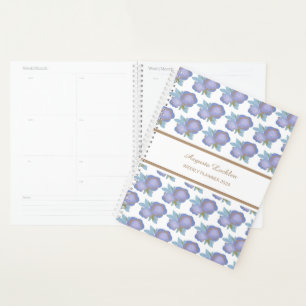 Planificateur hebdomadaire à motif floral bleu et