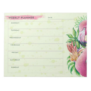 Planificateur hebdomadaire bloc-notes floral rose