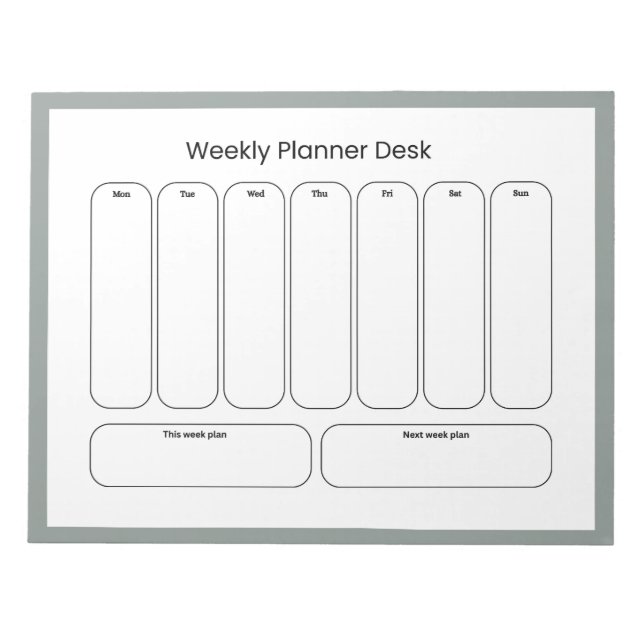 Planificateur hebdomadaire de bureau bloc-notes (Devant)