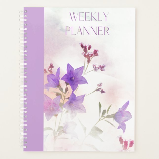 PLANIFICATEUR HEBDOMADAIRE DE FLEURS PURPLES (Devant)