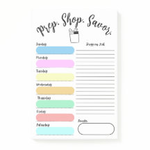 Planificateur Hebdomadaire de Repas Post-It Note C