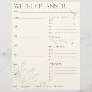 Planificateur hebdomadaire Feuille verte