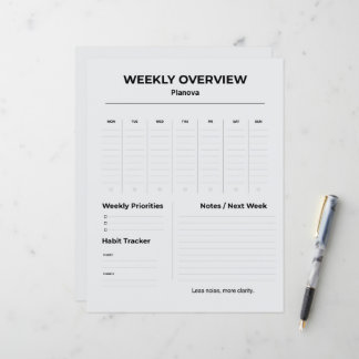 Planificateur Hebdomadaire Minimaliste | Organisat