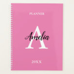 Planificateur Inspirant à l'Écriture Monogramme Ro<br><div class="desc">Planificateur Inspirant à Motif Monogramme Rose, facile à personnaliser la formulation sur la couverture avant (initiale de monogramme, nom, année et titre) en utilisant l'outil de personnalisation en ligne avant de commander. Une fois que vous avez personnalisé la formulation, si vous constatez que vous devez modifier la taille de police...</div>
