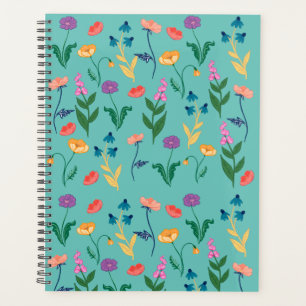 Planificateur mensuel Fleur sauvage en turquoise