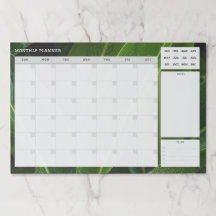 Planificateur mensuel non daté de feuilles vertes