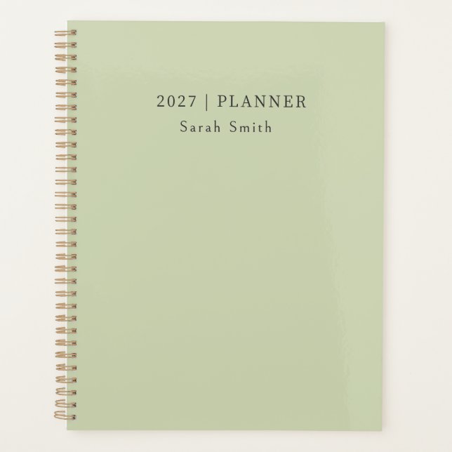 Planificateur minimal 2027 Couverture Pistache Dou (Devant)