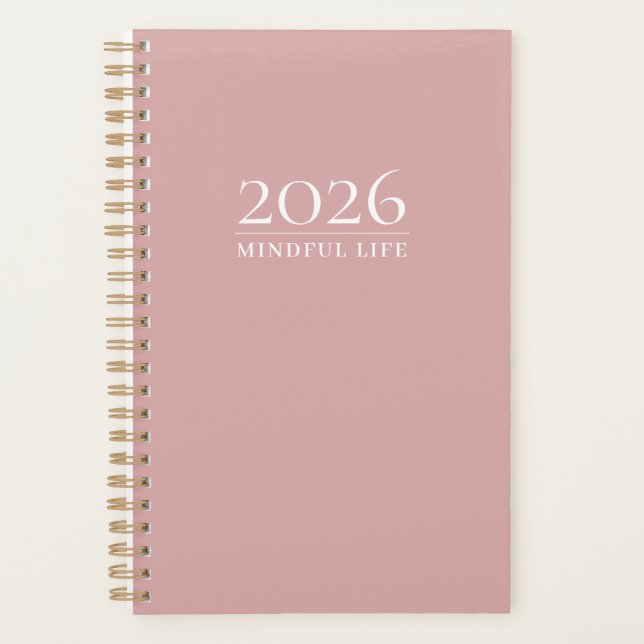 Planificateur Minimal Rose Poussiéreux | Année per (Devant)