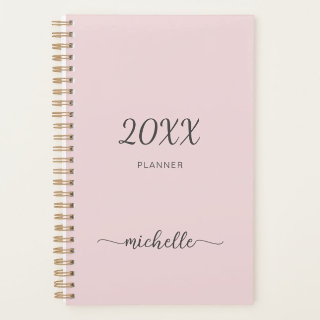 Planificateur minimaliste 2023 Monogramme rose pou (Devant)