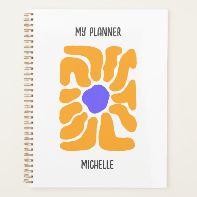 Planificateur minimaliste Abstrait de fleurs Boho (Devant)