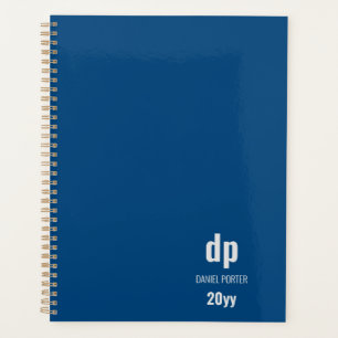 Planificateur minimaliste moderne bleu monogramme