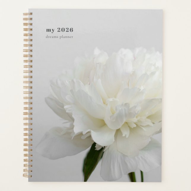 Planificateur Minimaliste Paeonia Blanche (Devant)