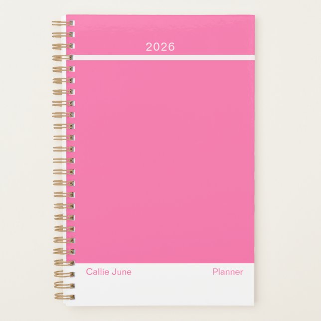 Planificateur minimaliste rose vif (Devant)