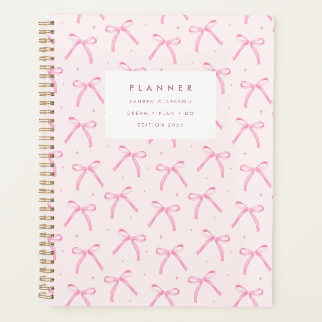 Planificateur Moderne Ruban Rose Coquette (Devant)