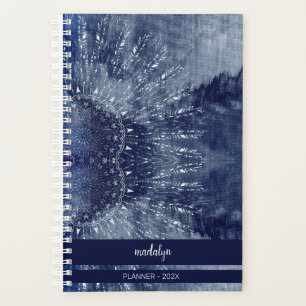Planificateur monogramme Mandala bleu